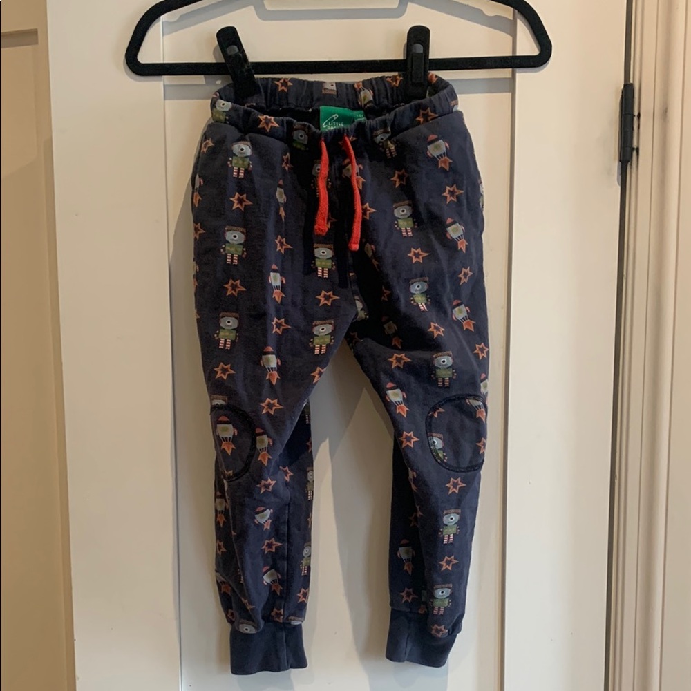 Little Green Radicals Blue and Red Joggers with Elastic Cuffs